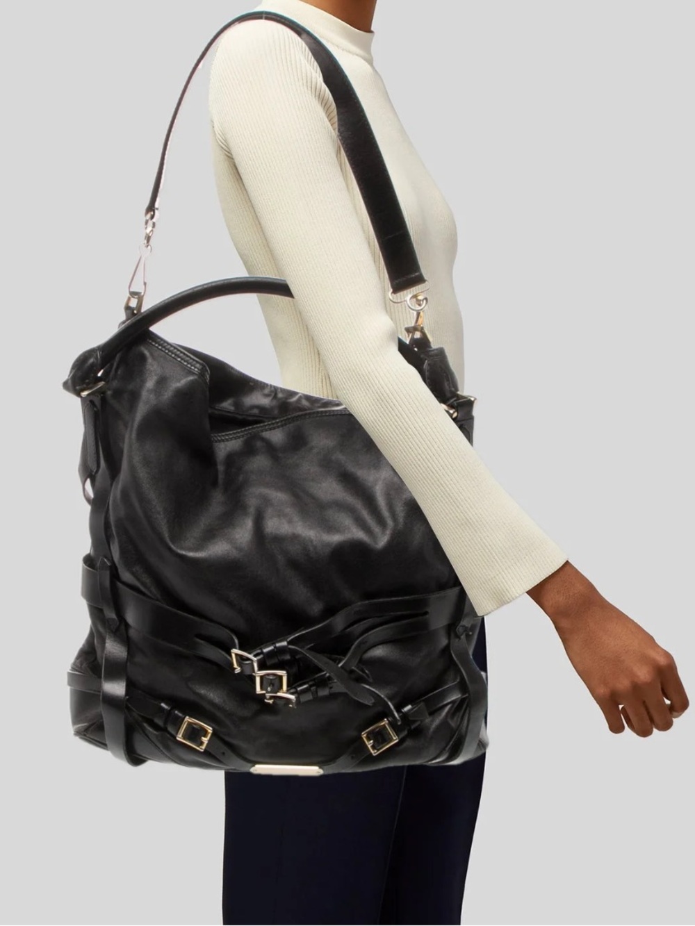 Burberry black leather tote shoulder bag - Picture 6 of 16